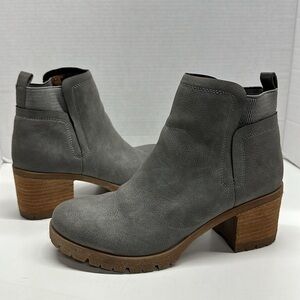 Kork Ease Ankle Boots Heeled Booties Shoes Suede Pull On Gray Women's Size 9.5